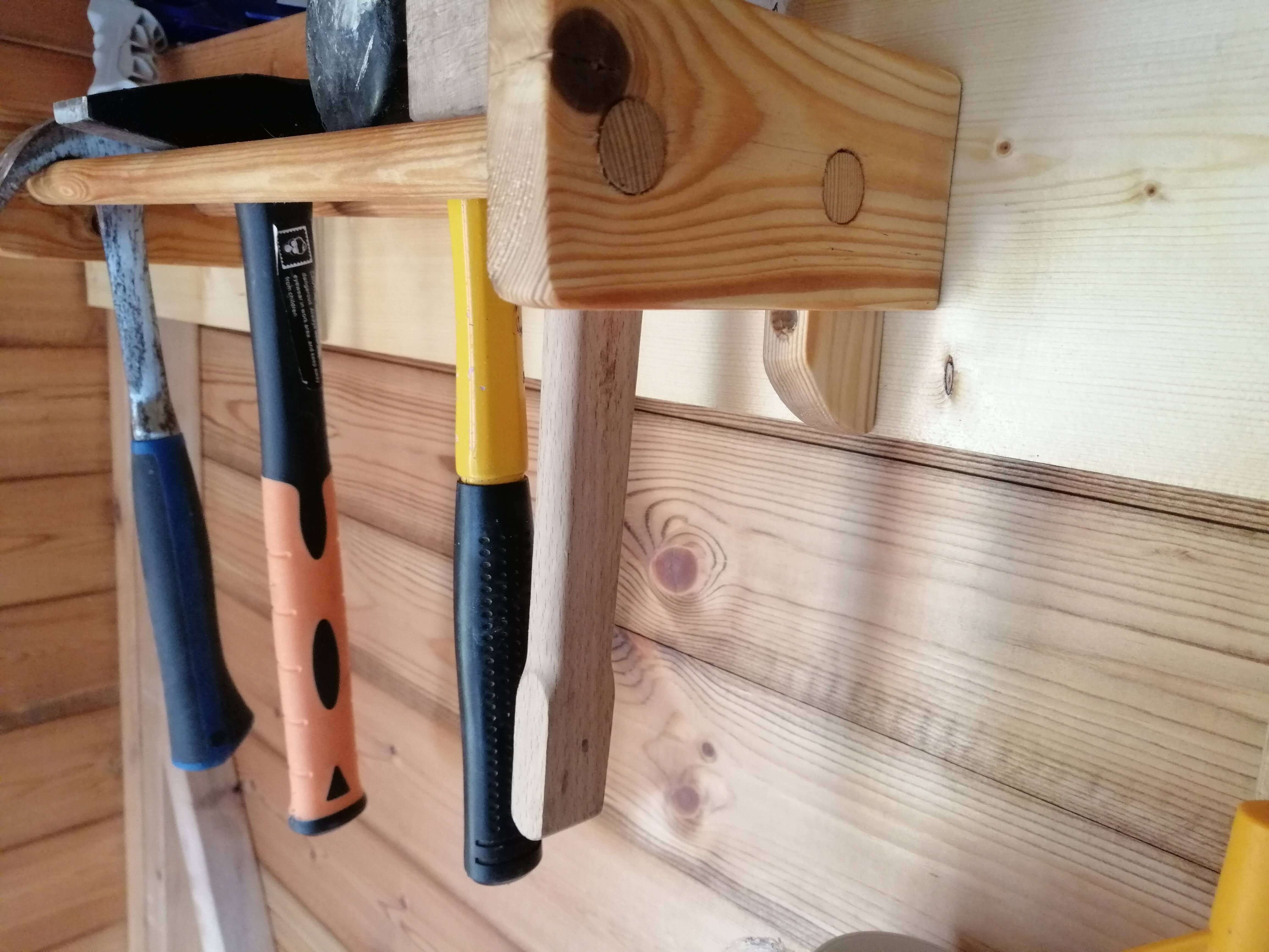 Wooden hammer rack